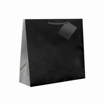 Sac Boutique Plastifié Avec Anse 19+10X27Cm Noir -  Pack De 100 - GelatoPro.fr