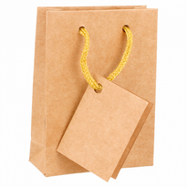 Sac Boutique Avec Anse 8.3+3.3X10.8 Cm  Kraft -  Pack De 10 - GelatoPro.fr