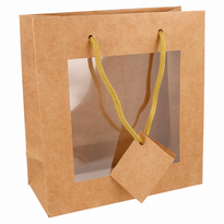 Sac Boutique Avec Anse Et Fenêtre 18+8X19 Cm  Kraft -  Pack De 10 - GelatoPro.fr