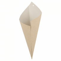 Cornet Kraft 21 X 29 Cm Naturel 250 G Pour Marrons Chauds - Pack De 200 Unités - GelatoPro.fr