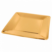 Assiette Carrée Or En Carton Laminé 25X25 Cm - Carton De 200 Unités - GelatoPro.fr