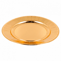 Assiette Ronde Or En Carton Laminé 23 Cm - Carton De 250 Unités - GelatoPro.fr