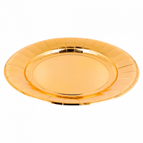 Assiette Ronde Or En Carton Laminé 28 Cm - Carton De 150 Unités - GelatoPro.fr
