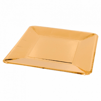 Assiette Carrée Or En Carton Laminé 20X20 Cm - Carton De 250 Unités - GelatoPro.fr