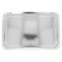 Plateau Argenté Rectangulaire En Carton 28X42 Cm - Carton De 90 Unités - GelatoPro.fr