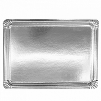 Plateau Argenté Rectangulaire En Carton 34X45.5 Cm - Carton De 90 Unités - GelatoPro.fr