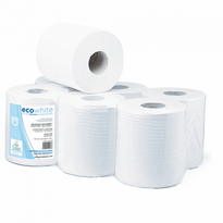 Rouleaux Essuie-Mains Blanc Pour Dévidoir Central - 400 Feuilles - Diam Int 7.1 Cm - 140M - 6 Rouleaux - GelatoPro.fr