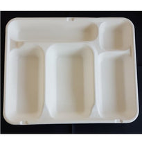 Plateau Repas 5 Compartiments En Cellulose Naturelle Fibre De Canne À Sucre  -Blanc - 30X24X4 Cm- Carton De 200 Unités - GelatoPro.fr