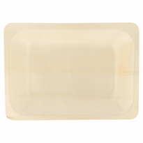 Assiette Rectangulaire En Bois 19.5X14 X 3(H) Cm - Carton De 300 Unités - GelatoPro.fr