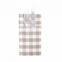 Serviette Non Tissée Like-Linen Kangourou 40X40 Cm Vichy Taupe - Carton De 700 Unités - GelatoPro.fr