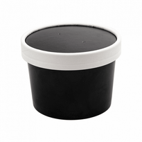 Récipient En Carton Double Paroi Avec Couvercle Noir Neutre 240 Ml - Carton De 250 Unités - GelatoPro.fr
