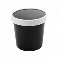 Récipient En Carton Double Paroi Avec Couvercle Noir Neutre 360 Ml - Carton De 250 Unités - GelatoPro.fr