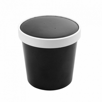 Récipient En Carton Double Paroi Avec Couvercle Noir Neutre 780 Ml - Carton De 250 Unités - GelatoPro.fr