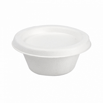 Pot À Sauce Avec Couvercle En Cellulose Naturelle Fibre De Canne À Sucre  - Blanc - 60 Ml - Carton De 1000 Unités - GelatoPro.fr