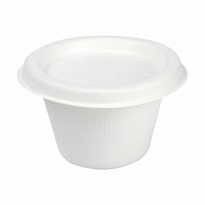Pot À Sauce Avec Couvercle En Cellulose Naturelle Fibre De Canne À Sucre  - Blanc - 120 Ml - Carton De 800 Unités - GelatoPro.fr