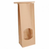 Sachet Kraft Sos Avec Auto-Fermeture Et Fenêtre 9 + 6 X 25 Cm - Carton De 500 Unités - GelatoPro.fr