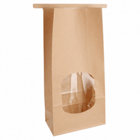 Sachet Kraft Sos Avec Auto-Fermeture Et Fenêtre 12 + 6.5 X 24.6 Cm - Carton De 500 Unités - GelatoPro.fr