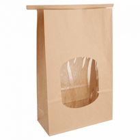 Sachet Kraft Sos Avec Auto-Fermeture Et Fenêtre 15,5 + 7 X 24.2 Cm - Carton De 500 Unités - GelatoPro.fr
