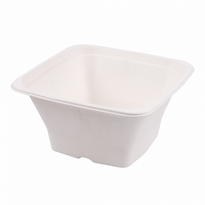 Saladier Carré En Cellulose Naturelle Fibre De Canne À Sucre  Blanc - 1200 Ml - Carton De 400 Unités - GelatoPro.fr