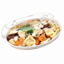 Couvercle En Pet Pour Assiette Creuse Ovale En Cellulose Naturelle - 23.6 Cm - Carton De 300 Unités - GelatoPro.fr