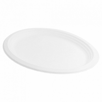 Assiette Ovale En Cellulose Naturelle Fibre De Canne À Sucre - Blanc - 31.8X25.5X2.2 Cm - Carton De 600 Unités - GelatoPro.fr
