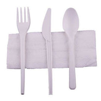 Sachet Couverts Jetables Cpla 4/1 - Serviette / Couteau / Fourchette / Cuillère À Dessert - Pack De 250 Sachets - GelatoPro.fr
