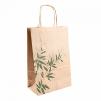 Sac Papier Avec Poignée Ficelle 20 + 10 X 29 Cm Feel Green Kraft - Carton De 250 Unités - GelatoPro.fr