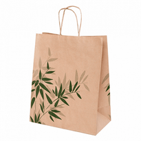 Sac Papier Avec Poignée Ficelle 26 + 14 X 32 Cm Feel Green Kraft - Carton De 250 Unités - GelatoPro.fr