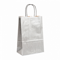 Sac Sos Avec Anse 26+14X32Cm Argent - Kraft 80G/M2-  Pack De 250 - GelatoPro.fr
