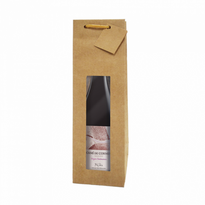 Sac Bouteille Avec Anse Et Fenêtre 9.2+8.8X38 Cm  Kraft -  Pack De 10 - GelatoPro.fr