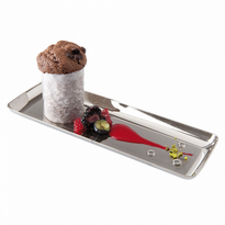Mini Plateau Ligne Métallisée Argent - 19X6.5X1.2Cm - Carton De 500 Unités - GelatoPro.fr