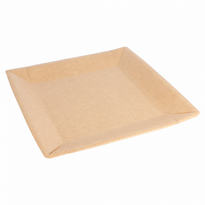 Assiette Kraft En Carton Bio-Laquées 23 X 23 Cm Ingraissable Et Biodégradable - Carton De 400 Unités - GelatoPro.fr