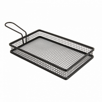 Mini Friteuse Allongée Epoxy Noir Pour Frites Ou Autres - 24X15X3.5(H)Cm - Pack De 6 - GelatoPro.fr
