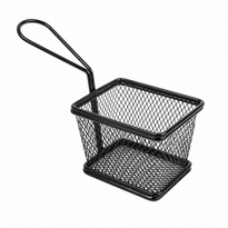 Mini Friteuse 1 Portion De Présentation Epoxy Noir Pour Frites Ou Autres - 10X9X6(H)Cm - Pack De 6 - GelatoPro.fr