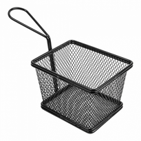 Mini Friteuse Epoxy Noir 2 Portions Pour Frites Ou Autres - 13X11X8(H)Cm - Pack De 6 - GelatoPro.fr