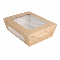Boite Salade En Carton Avec Fenêtre 700 Ml - 16 X 12 X 5 Cm - Carton De 200 Unités - GelatoPro.fr