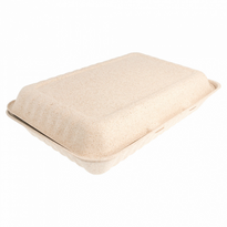 Lunch Box En Cellulose Naturelle Fibre De Canne À Sucre  -Naturel - 23X33.5X7.5 Cm- Carton De 150 Unités - GelatoPro.fr