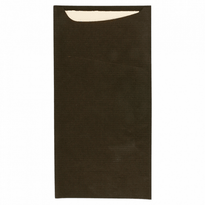 Sachet À Couverts Noir Et Serviette Crème - Carton De 400 Unités - GelatoPro.fr