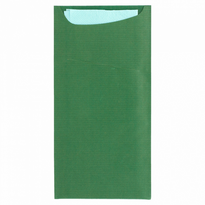 Sachet À Couverts Vert Et Serviette Vert D'Eau - Carton De 400 Unités - GelatoPro.fr