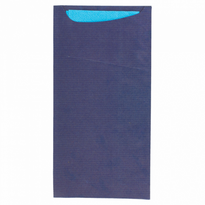 Sachet À Couverts Bleu Et Serviette Turquoise - Carton De 400 Unités - GelatoPro.fr