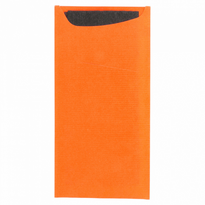 Sachet À Couverts Orange Et Serviette Noire - Carton De 400 Unités - GelatoPro.fr