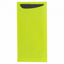 Sachet À Couverts Vert Anis Et Serviette Noire- Carton De 400 Unités - GelatoPro.fr
