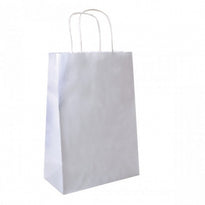 Sac Papier Avec Poignée Ficelle 26 + 14 X 32 Cm Neutre Blanc N° 908 - Carton De 250 Unités - GelatoPro.fr