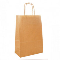 Sac Papier Avec Poignée Ficelle 20 + 10 X 29 Cm Neutre Kraft N° 919 - Carton De 250 Unités - GelatoPro.fr