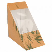 Coque Sandwich Triangle Double 7.3 Cm En Carton Avec Fenêtre Feel Green N°70 - Carton De 500 Unités - GelatoPro.fr