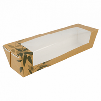 Boite Sandwich En Carton Avec Fenêtre Feel Green N°74 - 26 X 6.5 X 6.2 Cm - Carton De 180 Unités - GelatoPro.fr