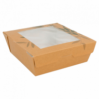 Boite Salade En Carton Avec Fenêtre Feel Green N°79 - 12.5 X 12.5 X 5 Cm - Carton De 300 Unités - GelatoPro.fr