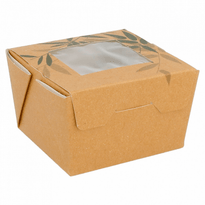 Boite Salade En Carton Avec Fenêtre Feel Green 300 Ml - 8 X 7.5 X 5.5 Cm - Carton De 600 Unités - GelatoPro.fr