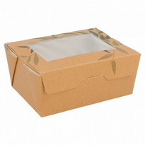 Boite Salade En Carton Avec Fenêtre Feel Green 500 Ml - 8.5 X 12 X 5.5 Cm - Carton De 400 Unités - GelatoPro.fr