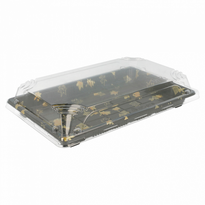 Barquette Sushi Box Noire Avec Couvercle - 22 X 14 X 4 Cm - Carton De 400 Unités - GelatoPro.fr